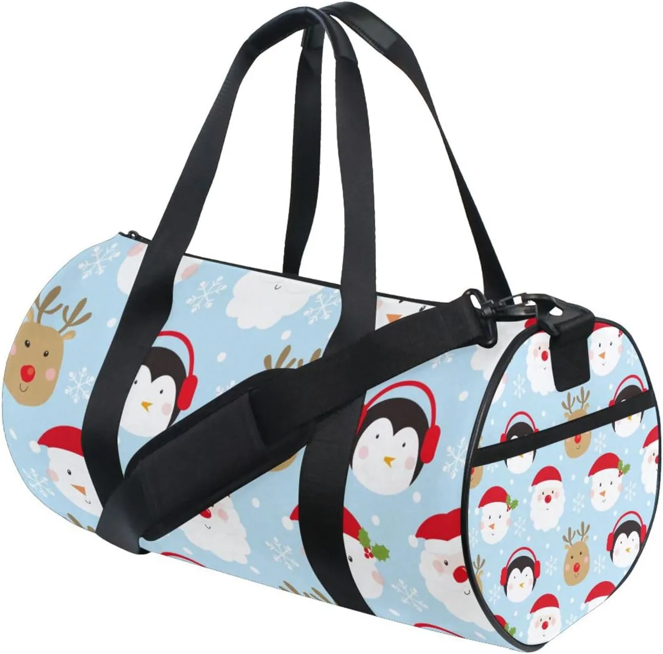 Christmas Santa Penguin Reindeer Duffel Bag Canvas Travel Weekender Luggage Gym Handbag for Men Women
