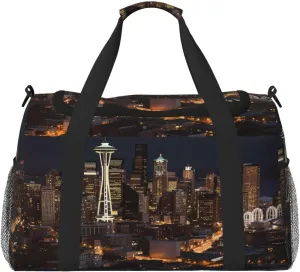 City Seattle Travel Duffel Bag Lightweight Waterproof Carry On Tote Bag Foldable Weekender Overnight Bags Sport Gym Bag For Women Men