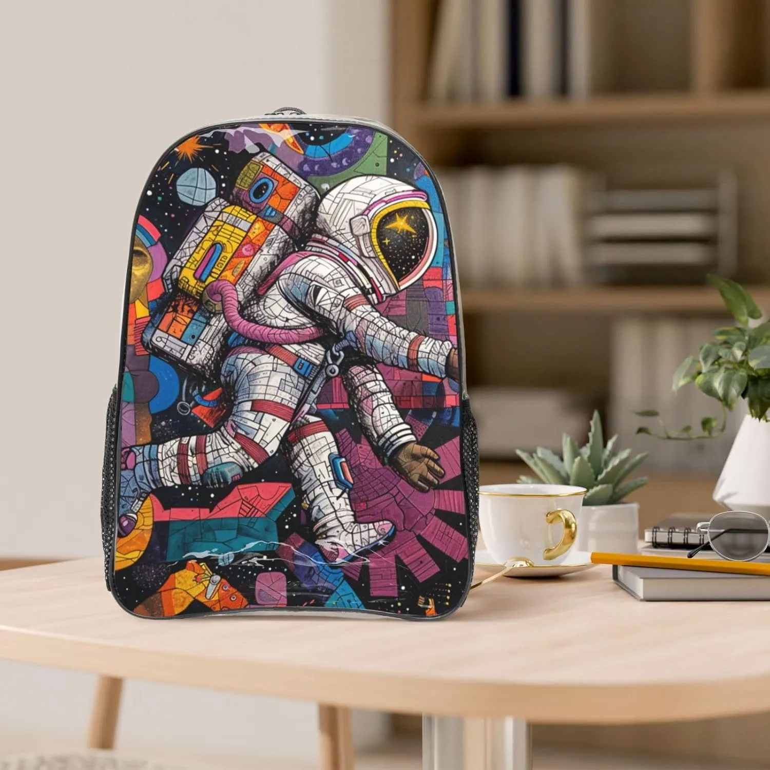 Clear Backpack Heavy Duty PVC Transparent Bookbag Astronauts and Space Backpack Daypack Laptop Backpack