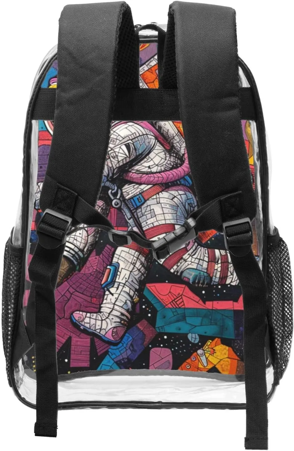 Clear Backpack Heavy Duty PVC Transparent Bookbag Astronauts and Space Backpack Daypack Laptop Backpack