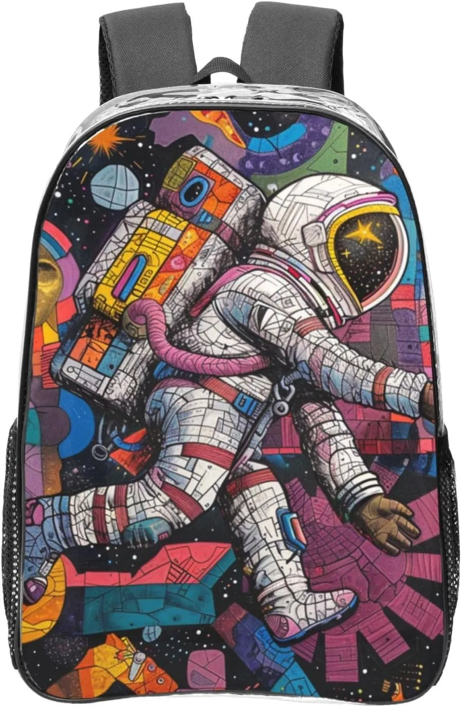 Clear Backpack Heavy Duty PVC Transparent Bookbag Astronauts and Space Backpack Daypack Laptop Backpack