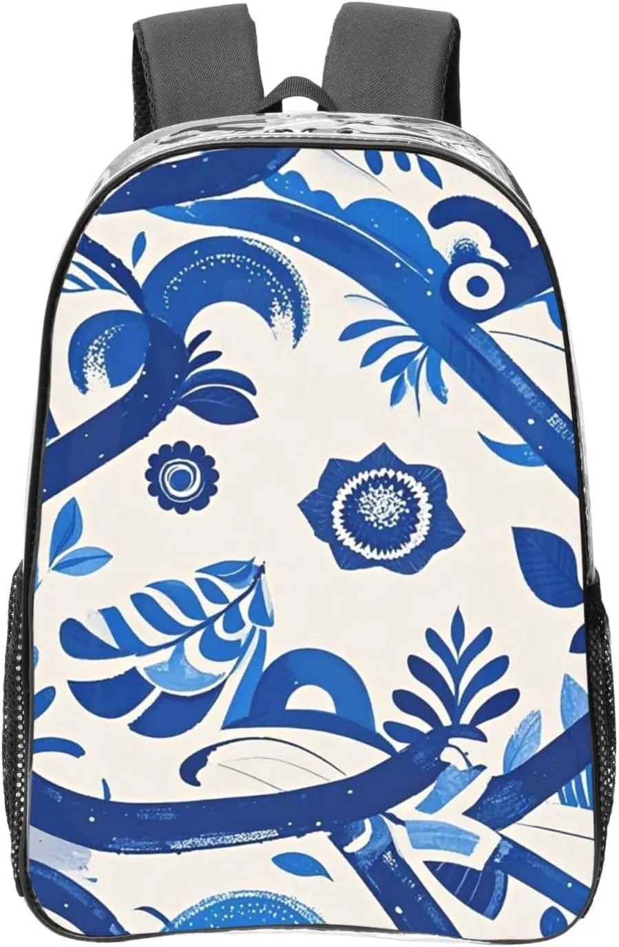 Clear Backpack Heavy Duty PVC Transparent Bookbag blue and white Backpack Daypack Laptop Backpack