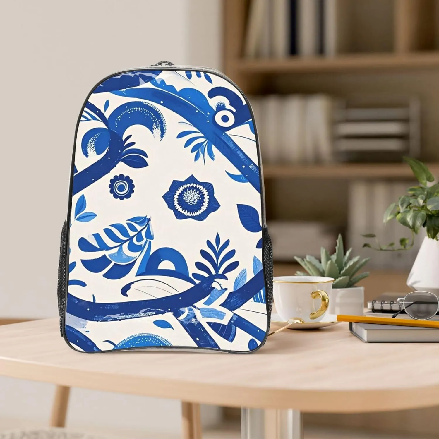 Clear Backpack Heavy Duty PVC Transparent Bookbag blue and white Backpack Daypack Laptop Backpack