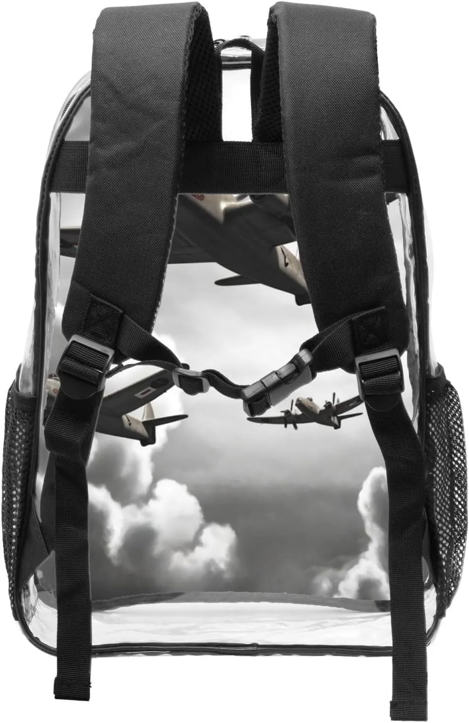 Clear Backpack Heavy Duty PVC Transparent Bookbag World War 2 Backpack Daypack Laptop Backpack