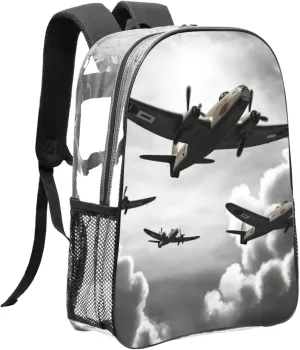 Clear Backpack Heavy Duty PVC Transparent Bookbag World War 2 Backpack Daypack Laptop Backpack