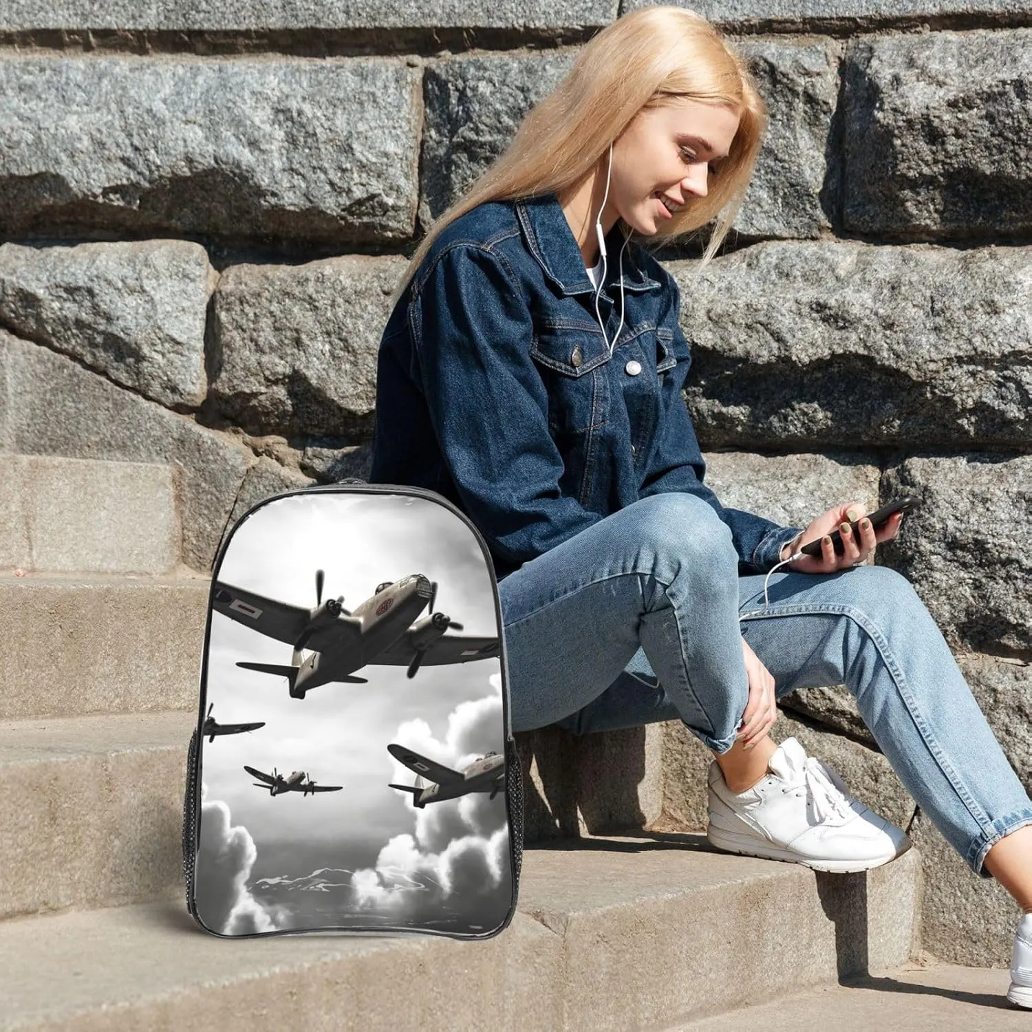 Clear Backpack Heavy Duty PVC Transparent Bookbag World War 2 Backpack Daypack Laptop Backpack
