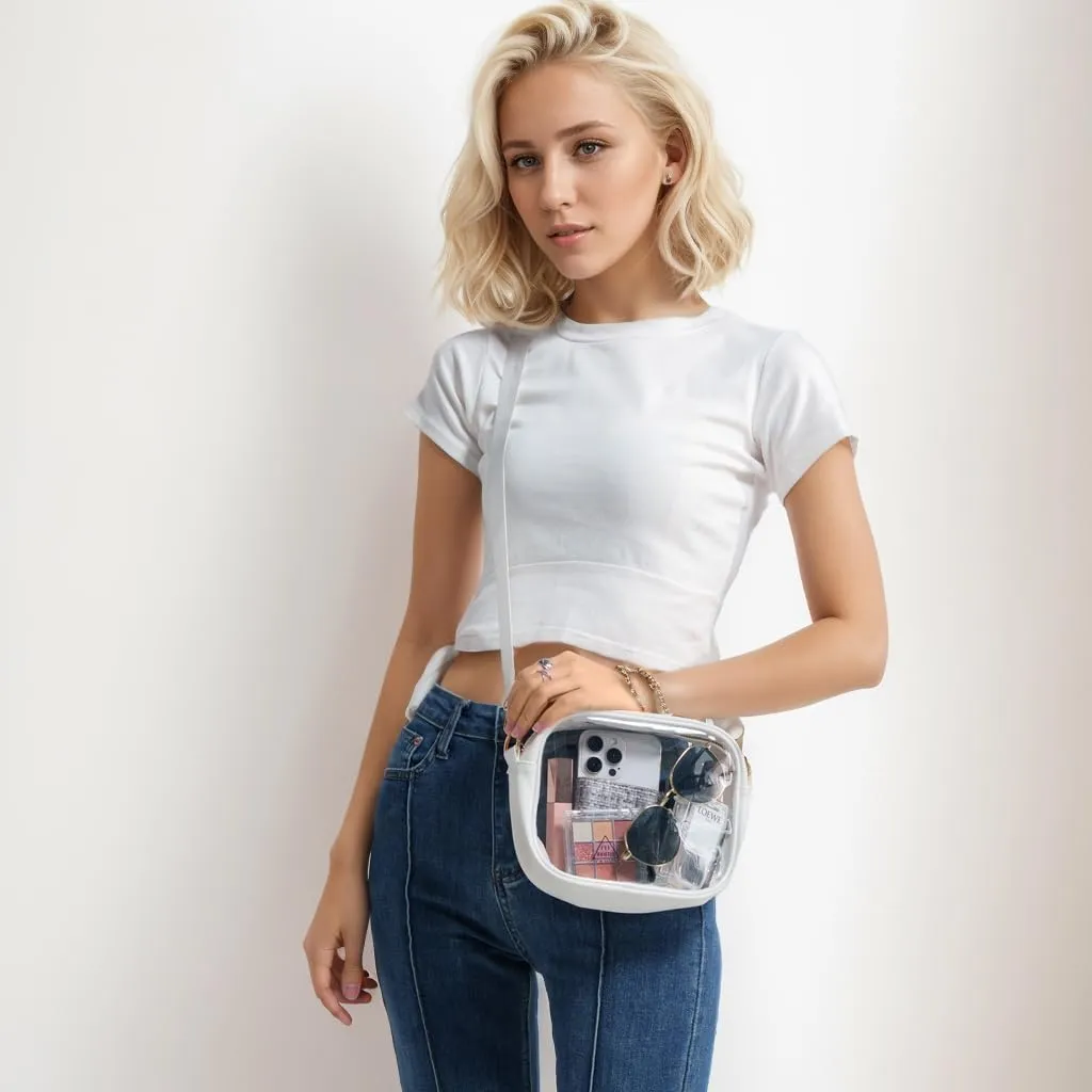 Clear Bag for Stadium Events, Clear Purse for Women Stadium Approved Crossbody, Concert Bag with Adjustable Strap