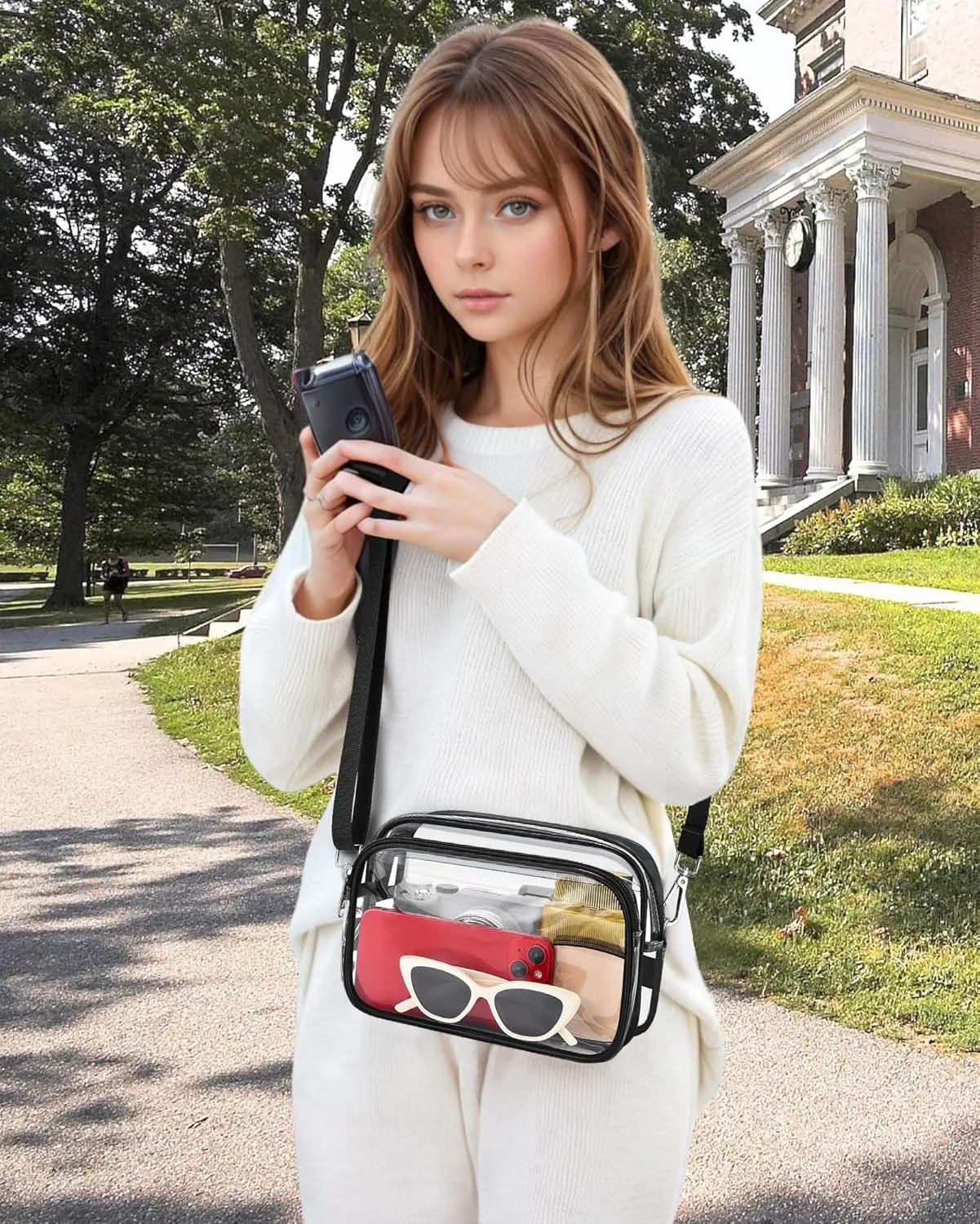 Clear Bag for Stadium Events, Clear Purse with Removeble Strap, Stadium Bag for Sporting Work Festival and Concert