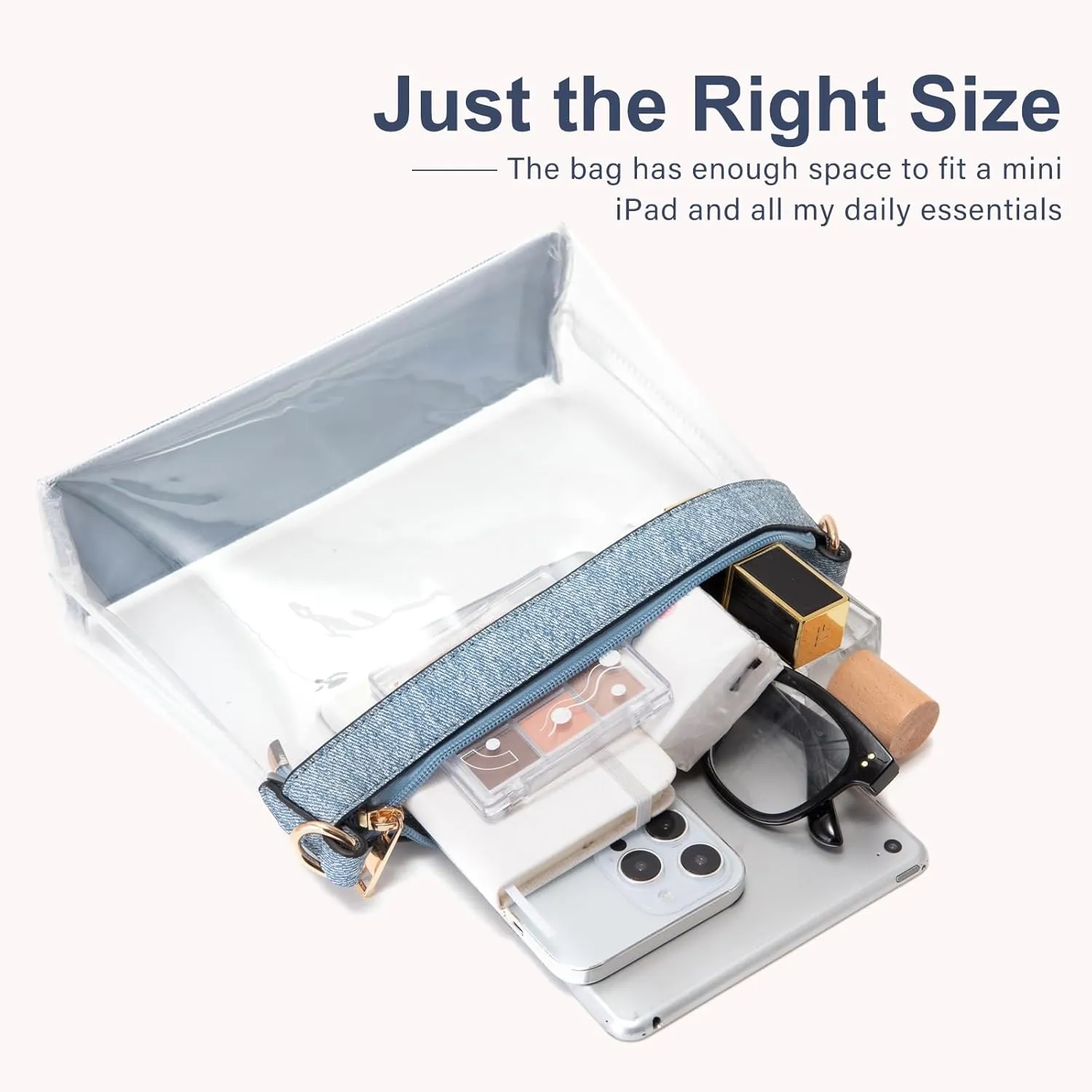 Clear Bag for Stadium Events, Clear Purses for Women, Stadium Approved Clear Crossbody Bag