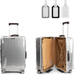 Clear PVC Suitcase Cover - Transparent Luggage Protector With 3 Tags, No-removal Waterproof Protective Case for Travel, Wheeled Luggage (24 Inches)