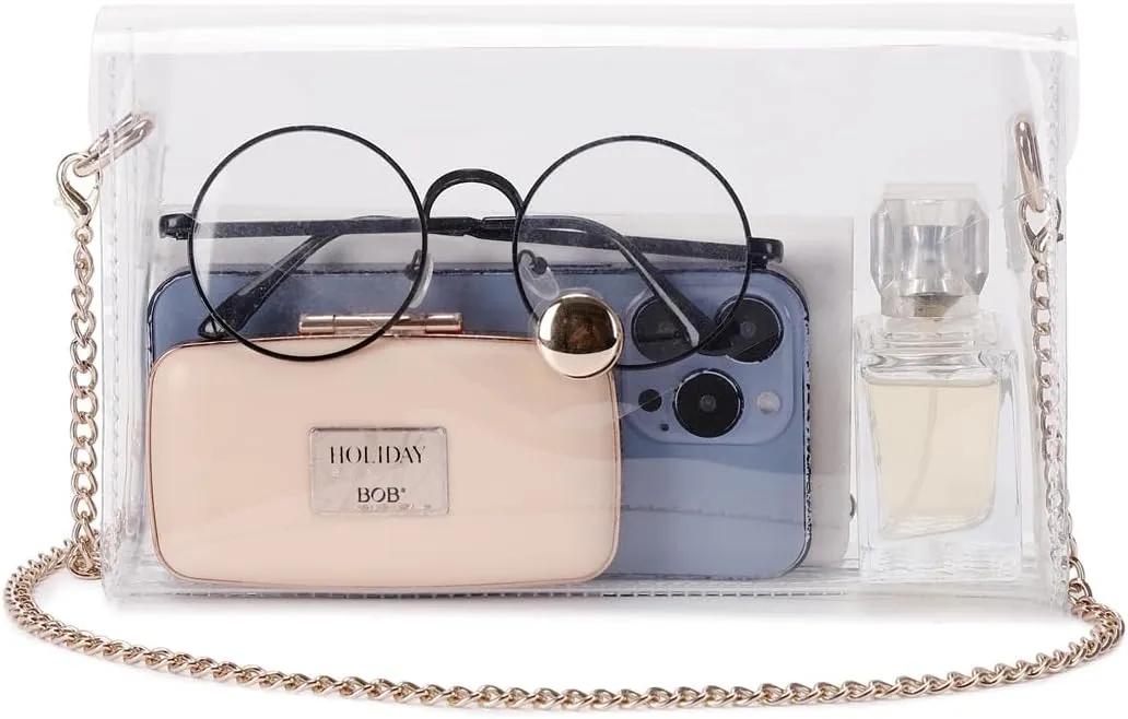 Clear Shoulder/Crossbody Chain Bag Clear Purses Stadium Approved Clear Bag for Sport Event Concert