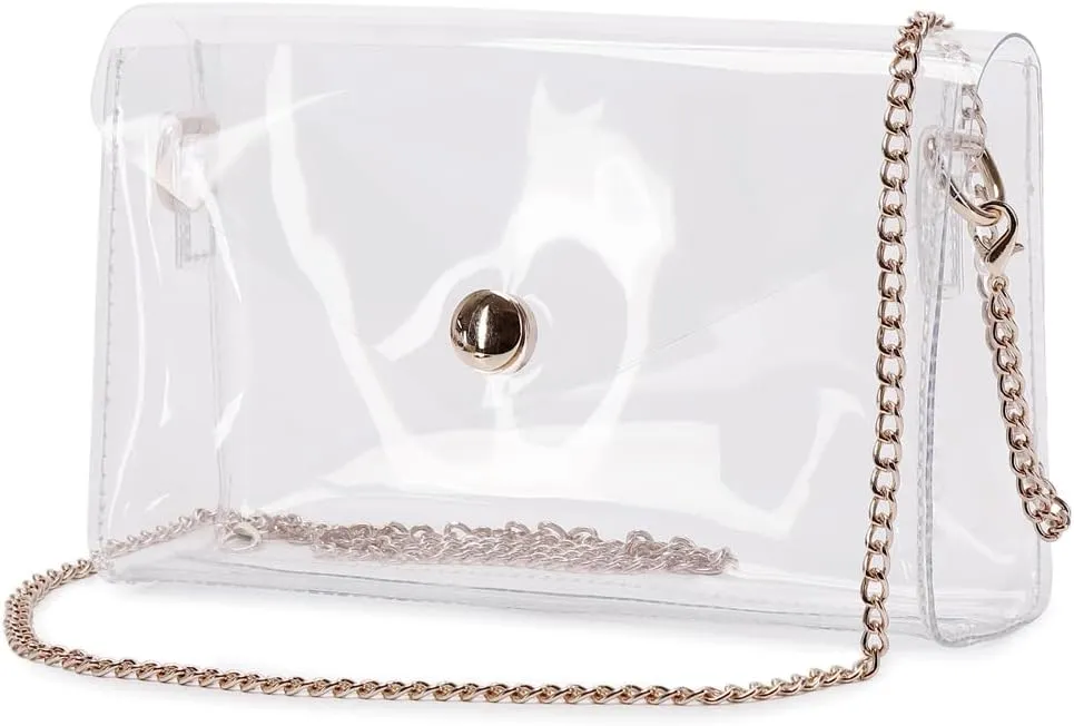 Clear Shoulder/Crossbody Chain Bag Clear Purses Stadium Approved Clear Bag for Sport Event Concert