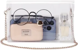Clear Shoulder/Crossbody Chain Bag Clear Purses Stadium Approved Clear Bag for Sport Event Concert