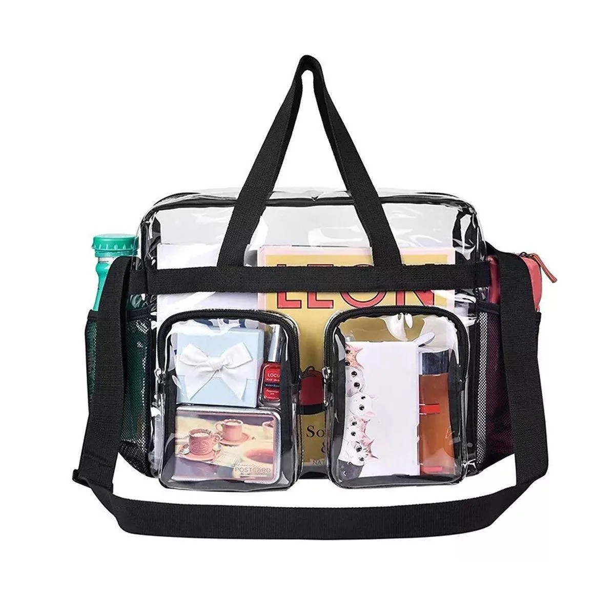 Clear Tote Bag Plastic Transparent Purse Handbag Zipper Security Event Stadium