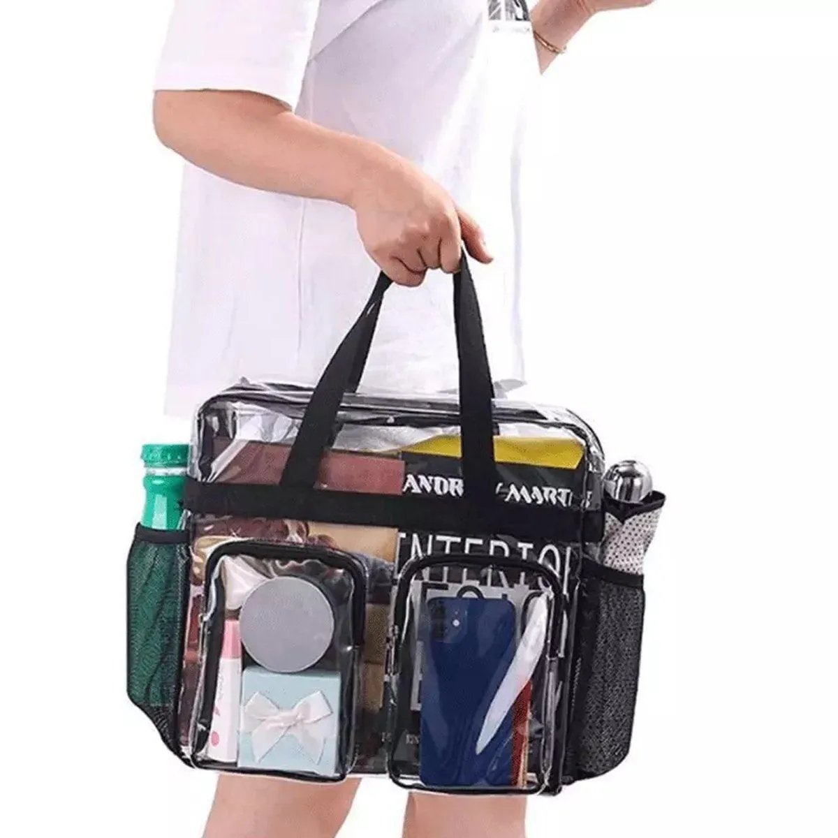 Clear Tote Bag Plastic Transparent Purse Handbag Zipper Security Event Stadium