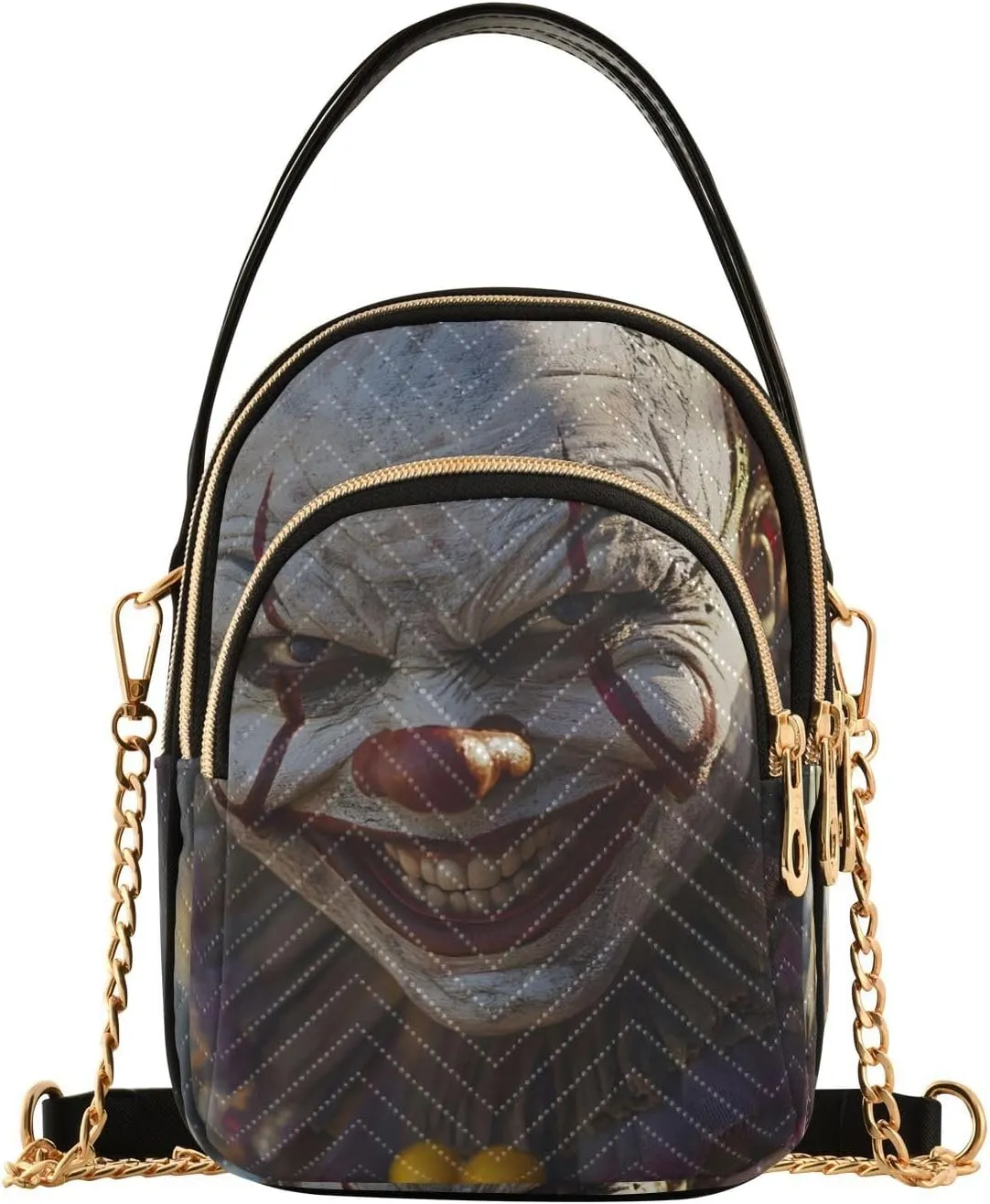 Clown Knight Sling Bag for Women, Small Shoulder Bag Crossbody Bag Purse with Chain Strap Top handle 5.91×3.15×8.27 Inches