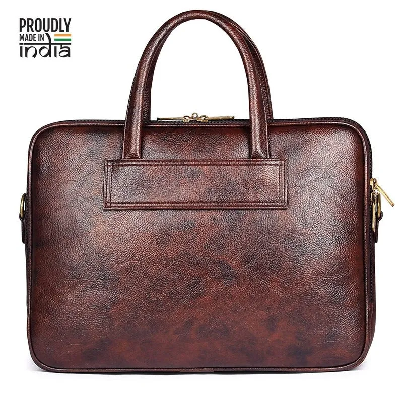 Clownfish Trident Series Laptop Briefcase - Water-Resistant Vegan Leather | 15.6 inch | Dark Brown