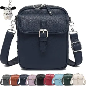collaboraten1 Crossbody Leather Bag, Large Capacity with 10 Card Slots, Women's Anti-Theft Vintage Shoulder Messenger Bag