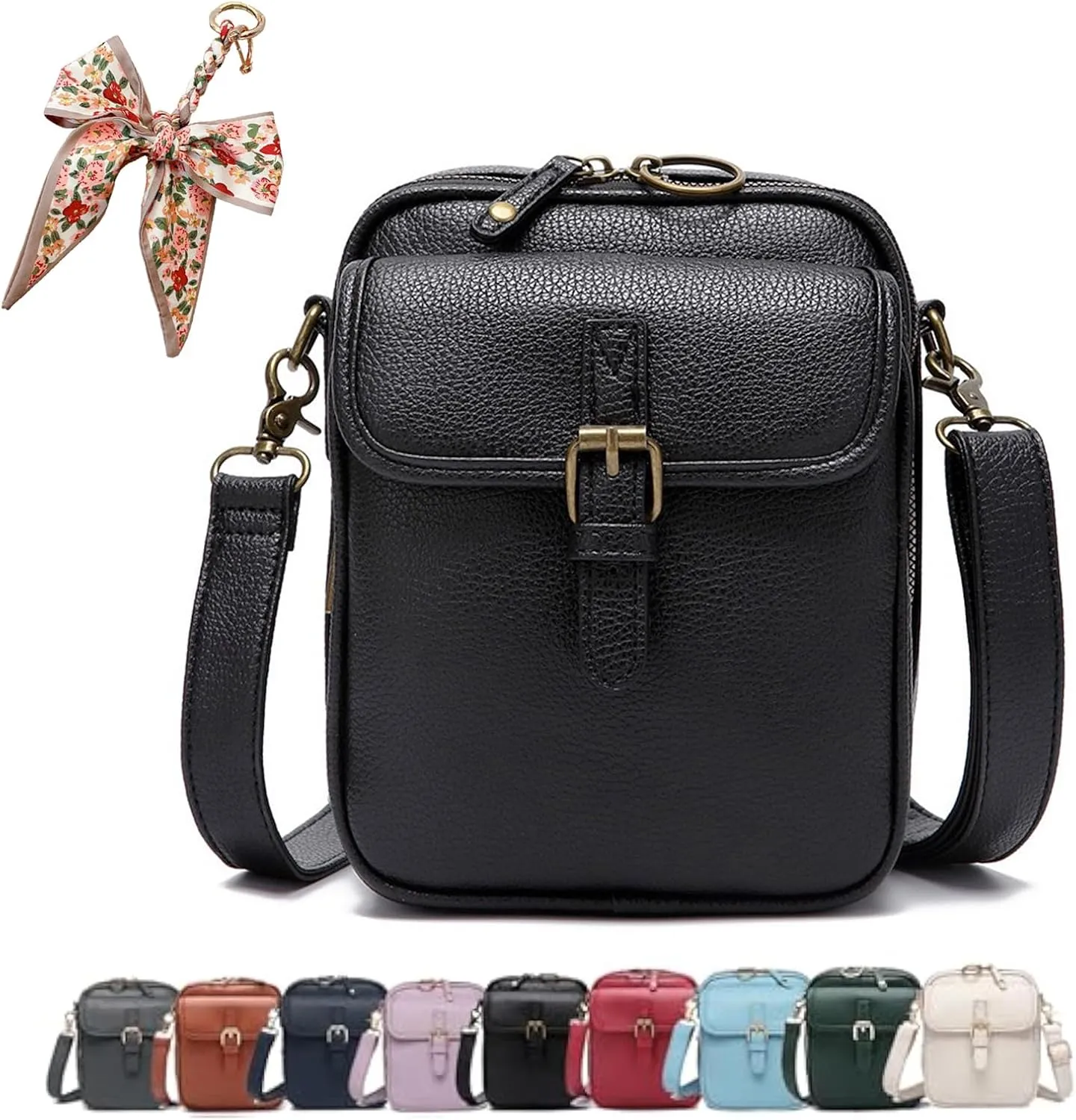 Collaboraten1 Crossbody Leather Bag, Vegan Leather Crossbody Bag, Vintage Cross Body Shoulder Purse with Card Slots