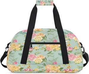 Color Rose Gym Duffel Bag for Men Women Leaves Sports Tote Bag with Adjustable Shoulder Strap for Dance Gymnastics Traveling Outdoor Camping Overnight Stay