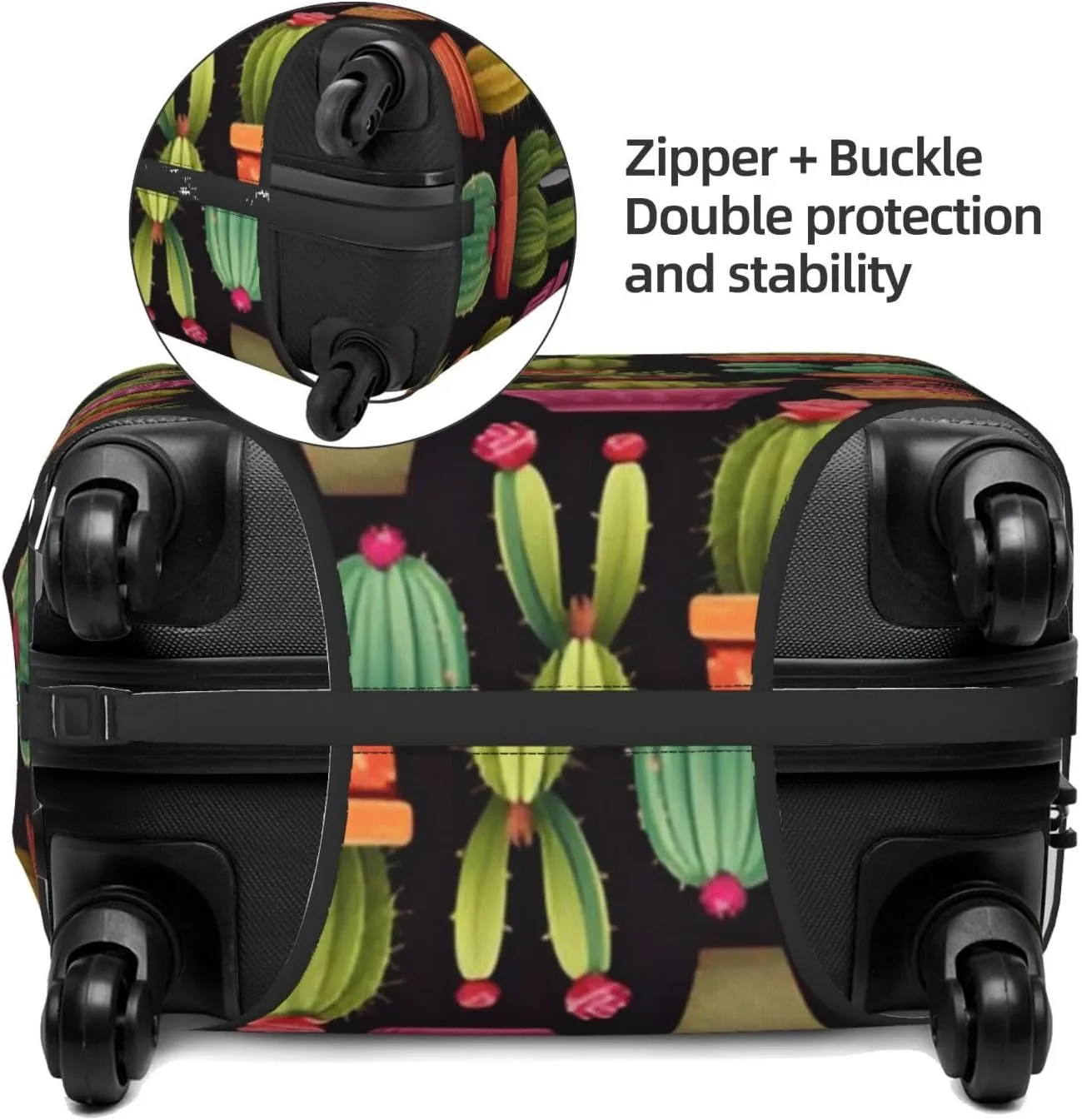 Colorful Cactus Succulent Travel Luggage Cover Fits 18-32 Inch Luggage, Elastic Suitcase Cover Protector with Concealed Zipper for Wheeled Suitcase Tsa Approved