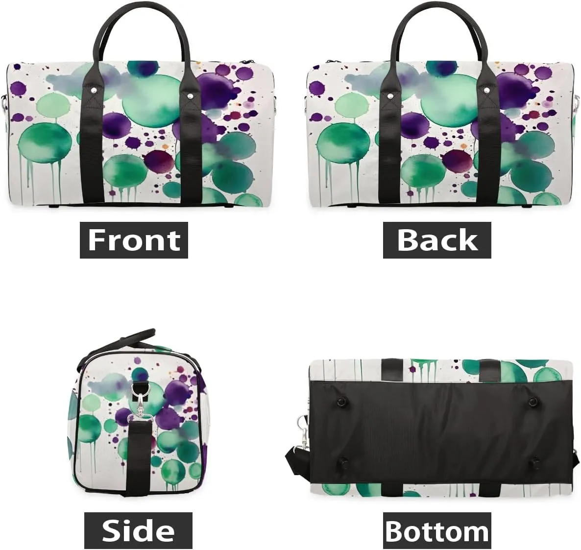 Colorful Dots Spots Travel Duffel Bag for Women Men Waterproof Foldable Overnight Weekender Bag Large Capacity Sports Gym Bag