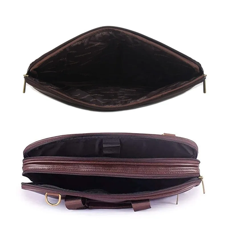 Combo: Laptop Messenger Bag with Adjustable Shoulder Strap | Includes Laptop Sleeve | Fits 15.6 inch | Brown