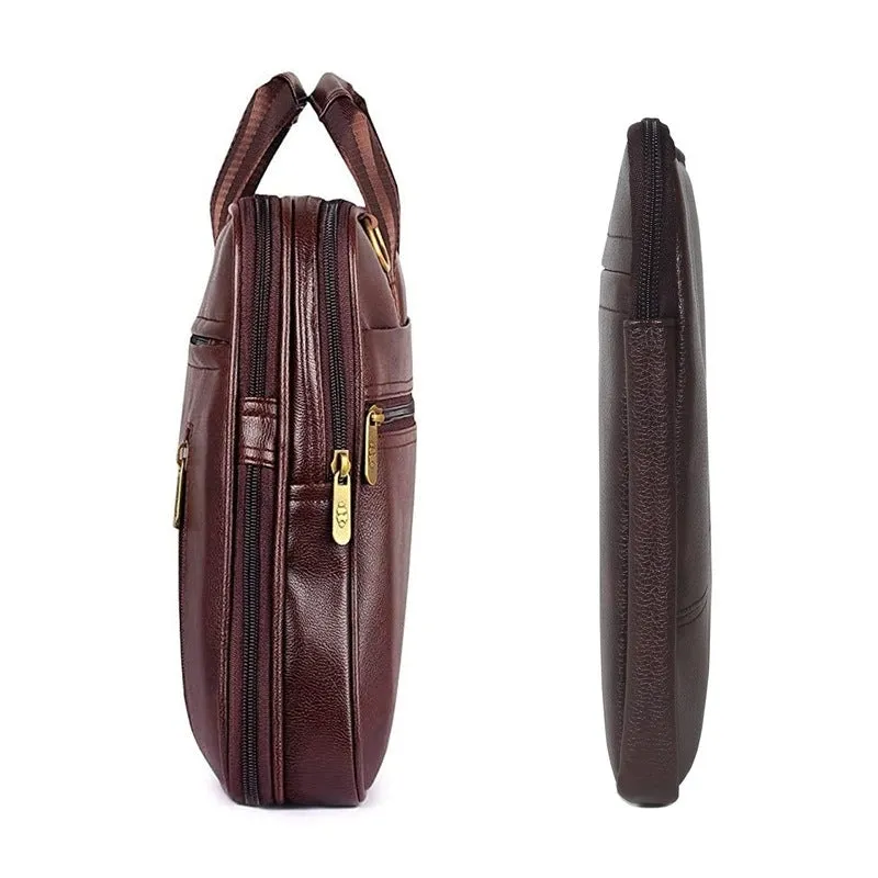 Combo: Laptop Messenger Bag with Adjustable Shoulder Strap | Includes Laptop Sleeve | Fits 15.6 inch | Brown