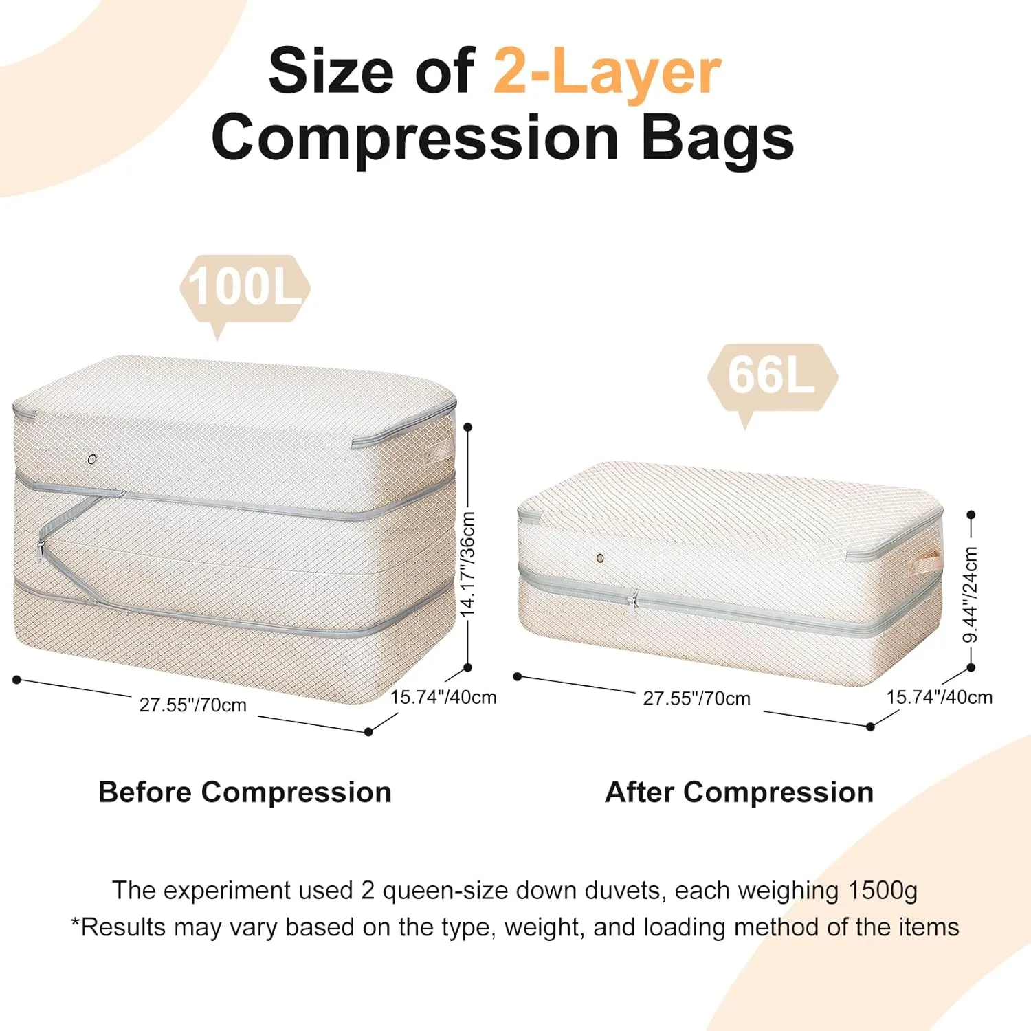 Comforter Storage Bag - Large Capacity Bedding Storage Bags Ultra Space Saving Self Compression Organizer, Washable Compression Bags for Storage Comforter Blanket Duvet Pillow, 4-Pack, Beige