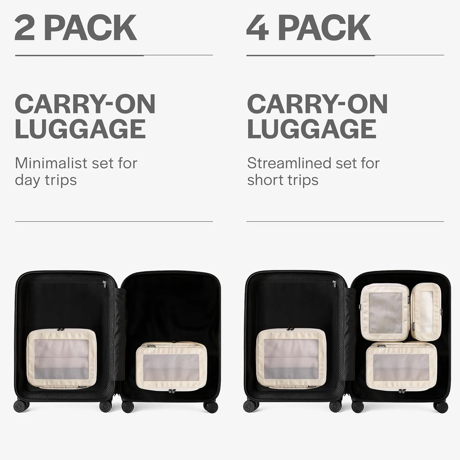 Compression Packing Cubes for Travel - Luggage Organizer Bags - Double Zipper Packing Cubes for Suitcases (2-Pack, Beige)