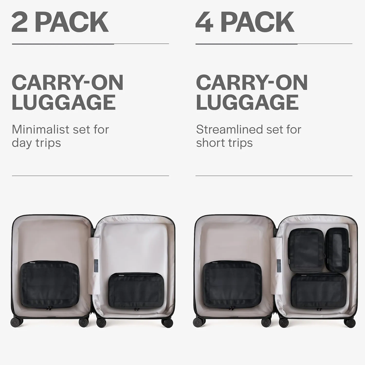 Compression Packing Cubes for Travel - Luggage Organizer Bags - Double Zipper Packing Cubes for Suitcases (2-Pack, Black)