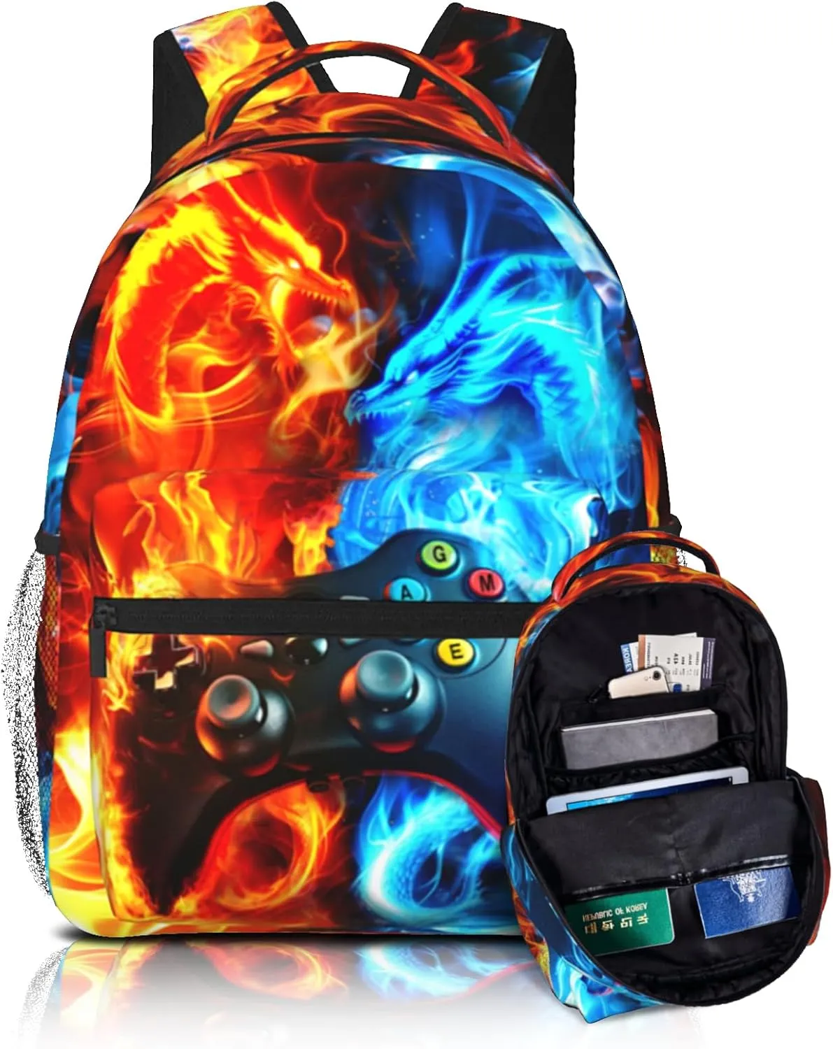 Cool Dragon Video Game Backpack For Boys Game Boys Backpack For Kids Elementary Middle School Gaming Bookbag For Age 6-18 Travel Back Pack