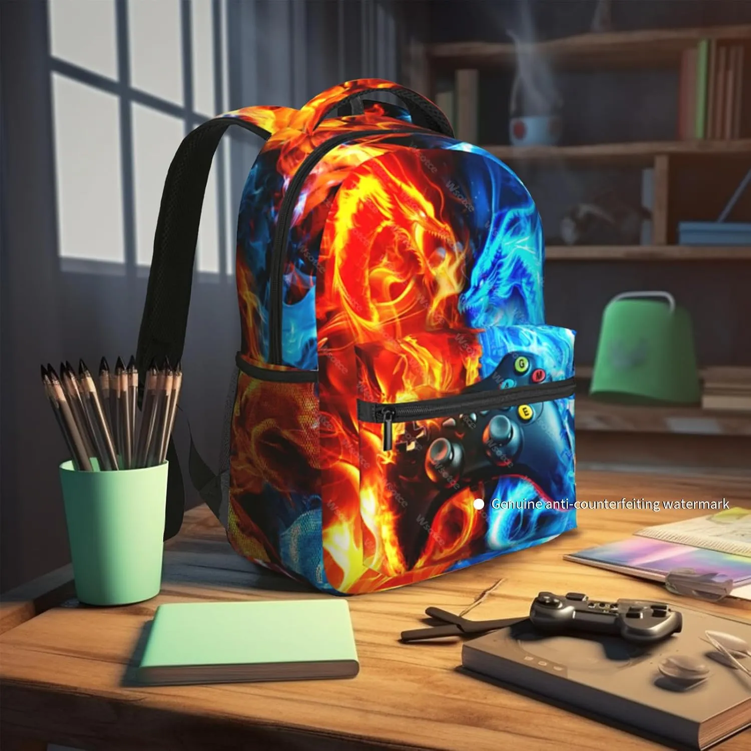 Cool Dragon Video Game Backpack For Boys Game Boys Backpack For Kids Elementary Middle School Gaming Bookbag For Age 6-18 Travel Back Pack