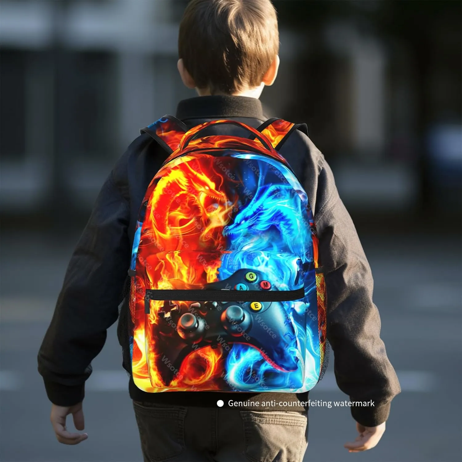 Cool Dragon Video Game Backpack For Boys Game Boys Backpack For Kids Elementary Middle School Gaming Bookbag For Age 6-18 Travel Back Pack