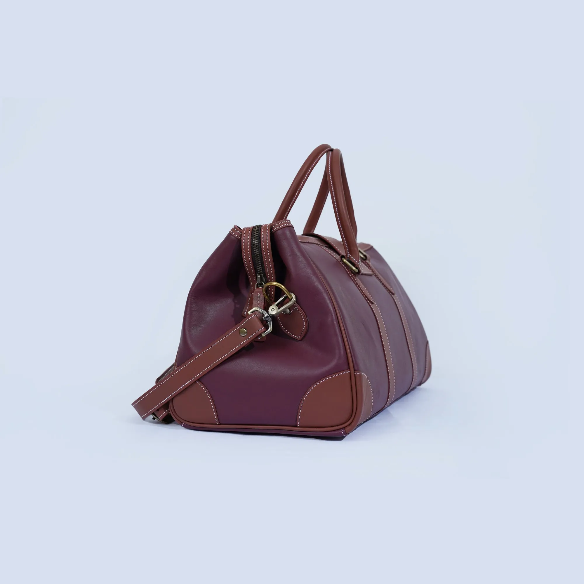 Cooper Leather Duffel - Maroon