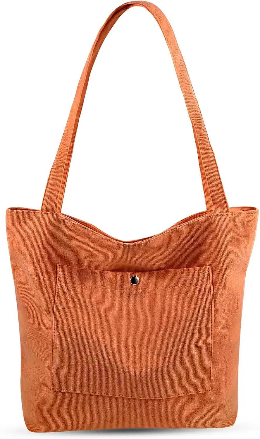 Corduroy Tote Bag for Women Large Shoulder Bag with Zipper and Pockets for Work Travel Shopping.