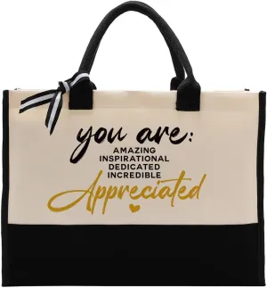 Cotton Canvas Tote Bag - Thank You Gift for Coworkers & Friends, Employee Appreciation, You Are Amazing