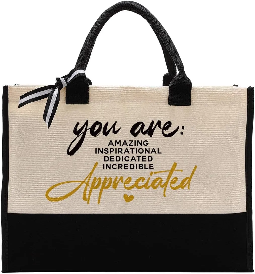 Cotton Canvas Tote Bag - Thank You Gift for Coworkers & Friends, Employee Appreciation, You Are Amazing