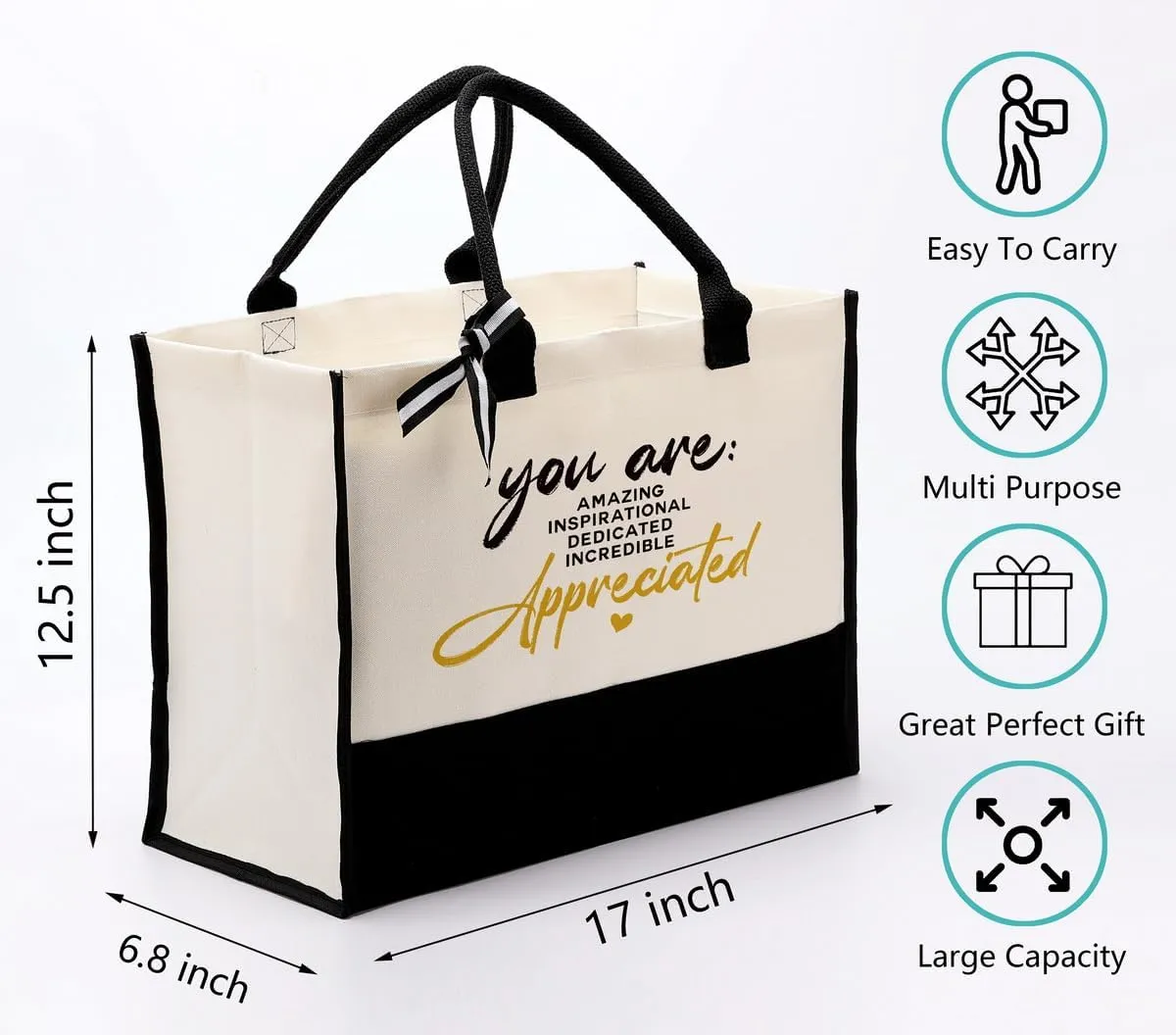 Cotton Canvas Tote Bag - Thank You Gift for Coworkers & Friends, Employee Appreciation, You Are Amazing