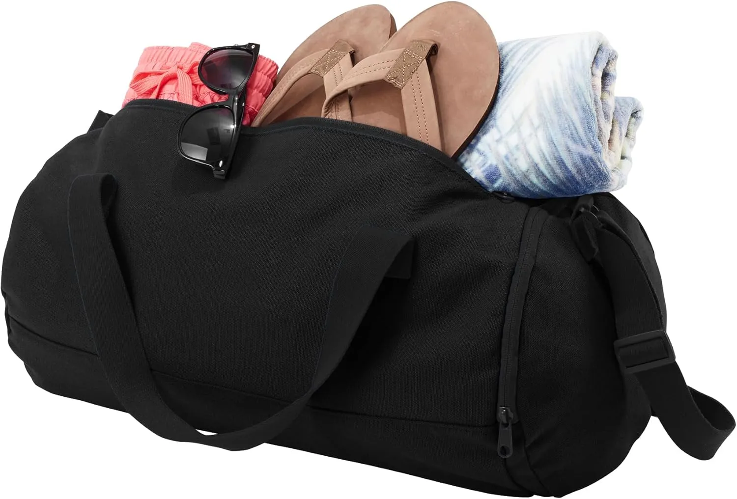 Cotton Sports Duffel Bag with Multiple Different Sport Design Choices (Black, Basketball)