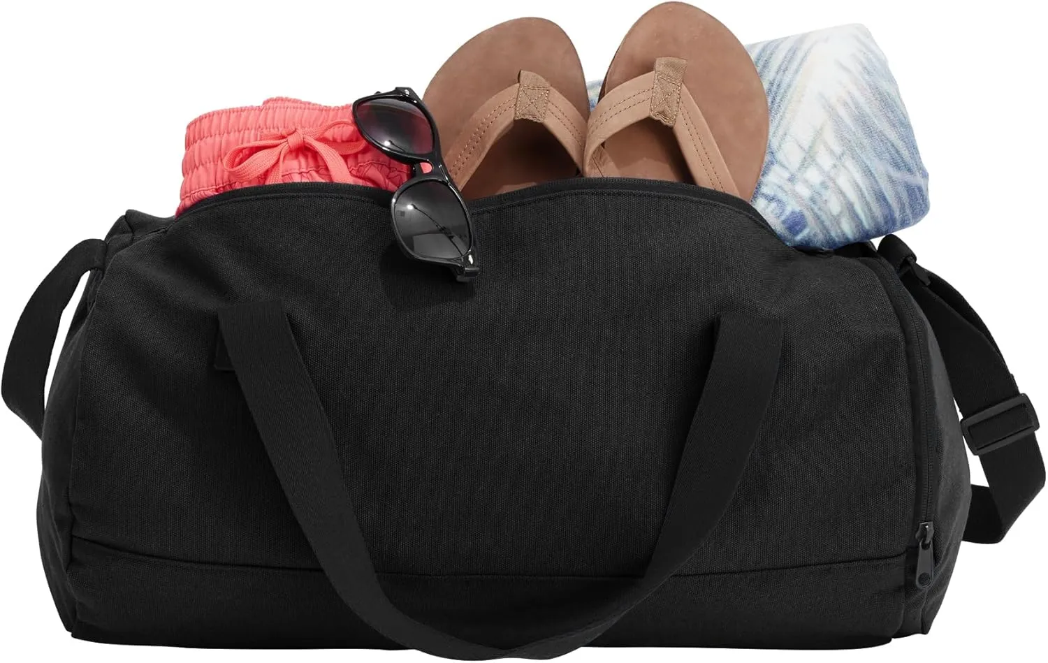 Cotton Sports Duffel Bag with Multiple Different Sport Design Choices (Black, Basketball)