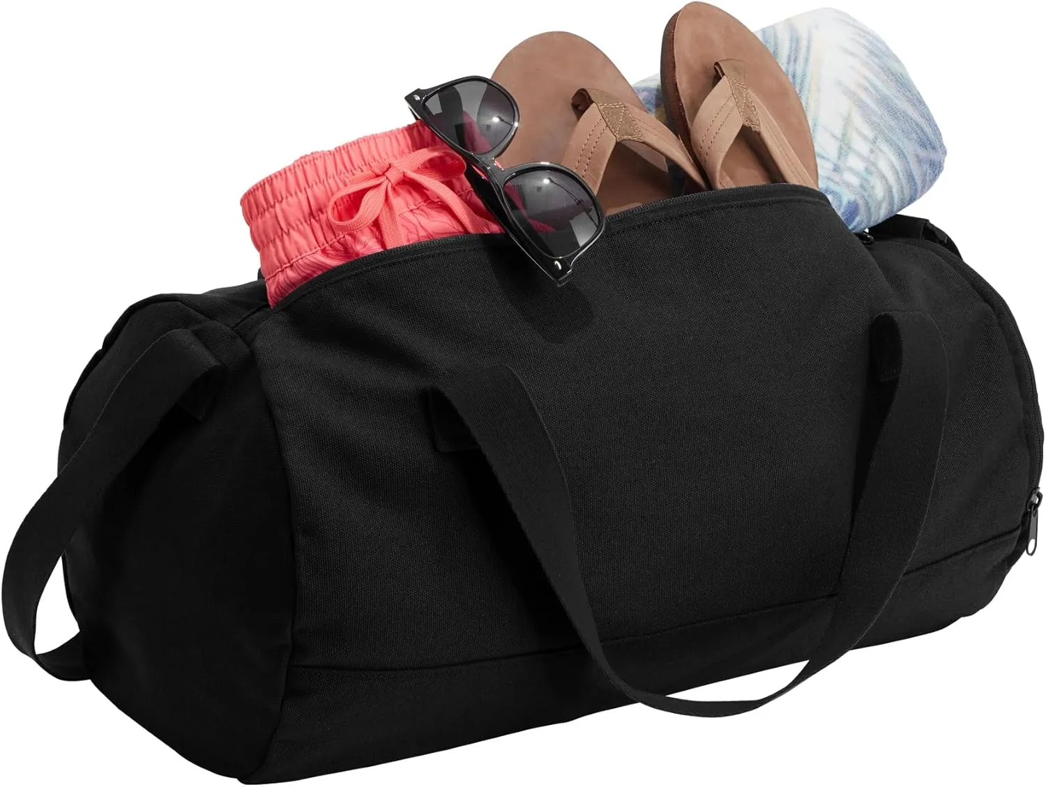 Cotton Sports Duffel Bag with Multiple Different Sport Design Choices (Black, Basketball)