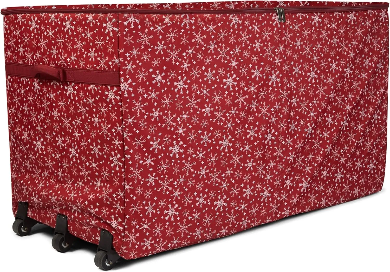 Covermates Keepsakes Christmas Tree Structured Rolling Storage Bag - Superior Protection, Reinforced Handles - Holiday Storage, Red Snowflake