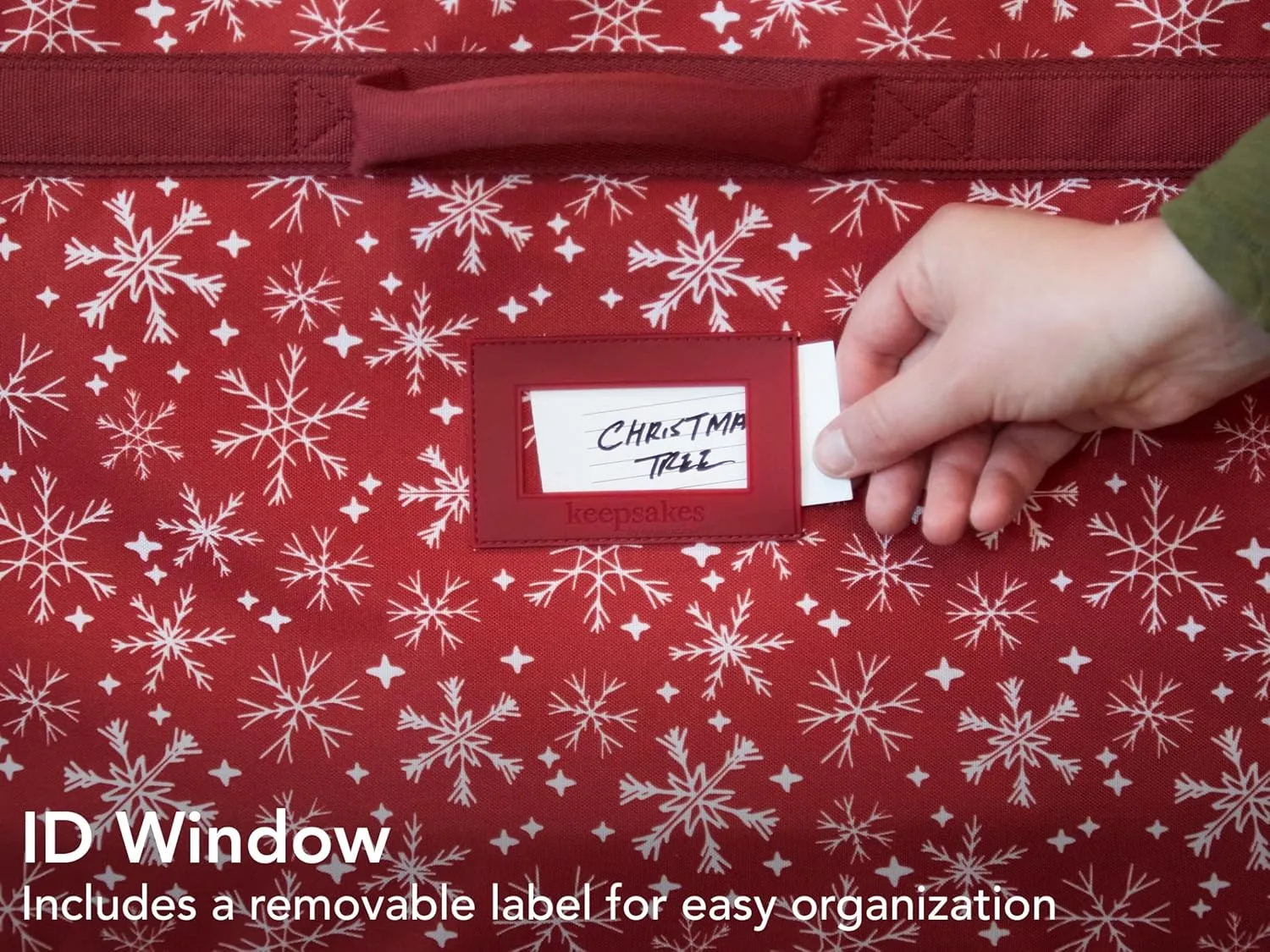 Covermates Keepsakes Christmas Tree Structured Rolling Storage Bag - Superior Protection, Reinforced Handles - Holiday Storage, Red Snowflake