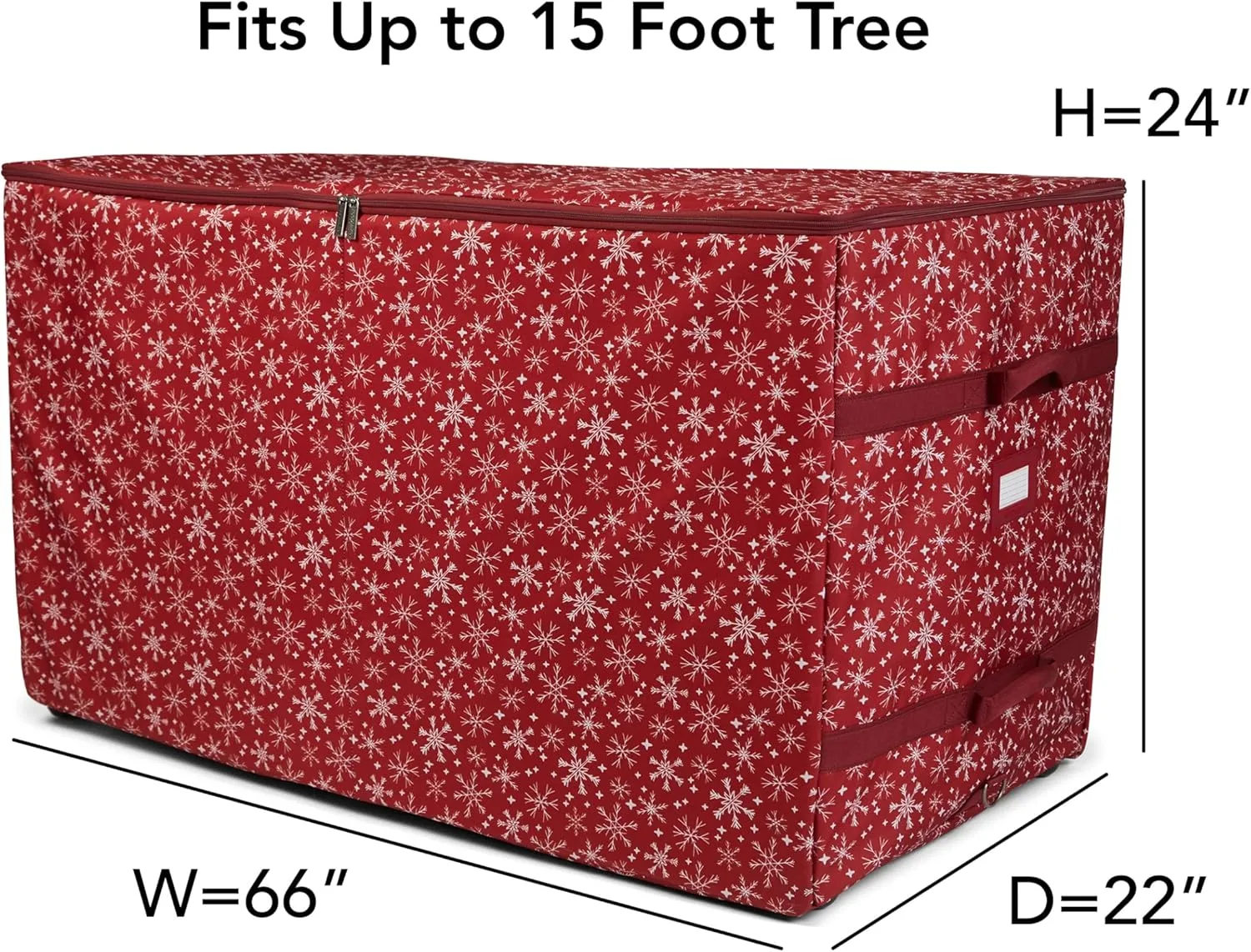 Covermates Keepsakes Christmas Tree Structured Rolling Storage Bag - Superior Protection, Reinforced Handles - Holiday Storage, Red Snowflake