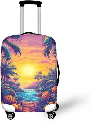 Cozeyat Sunset Tropical Palm Tree Travel Luggage Cover Suitcase Protector Washable Elastic Suitcase Baggage Cover Anti-scratch Suitcase Sleeve with Zipper for Wheeled Suitcase Travel Accessories