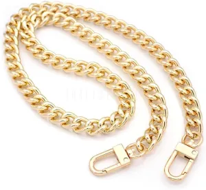 CRAFTMEMORE Purse Chain Strap, Crossbody Aluminium Chain Handle, Shoulder Handbag Replacement Clutch Mini Pochette Accessories (23.6 Inches - ALM23L, Gold)
