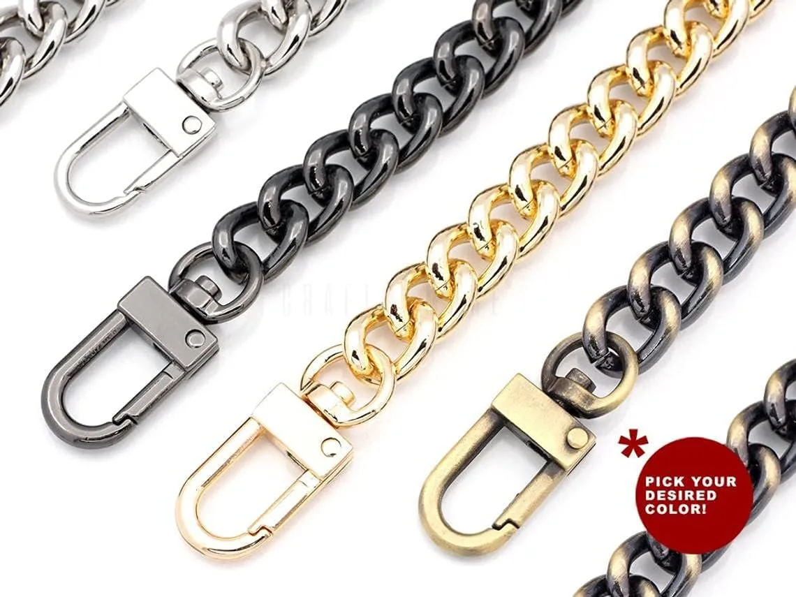 CRAFTMEMORE Purse Chain Strap, Crossbody Aluminium Chain Handle, Shoulder Handbag Replacement Clutch Mini Pochette Accessories (23.6 Inches - ALM23L, Gold)