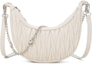 Crescent Bag for Women Ruched Crossbody Handbag Chain Hobo Shoulder Bag Trendy Dumpling Purse with 2 Shoulder Straps