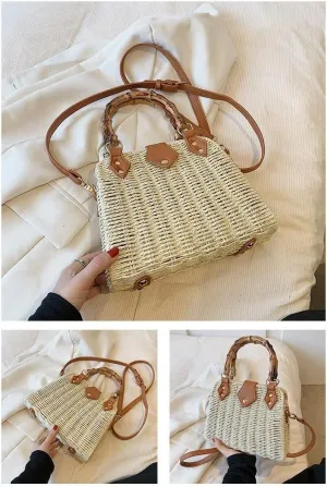cross-body bag Vacation Straw Bamboo Shoulder Bag